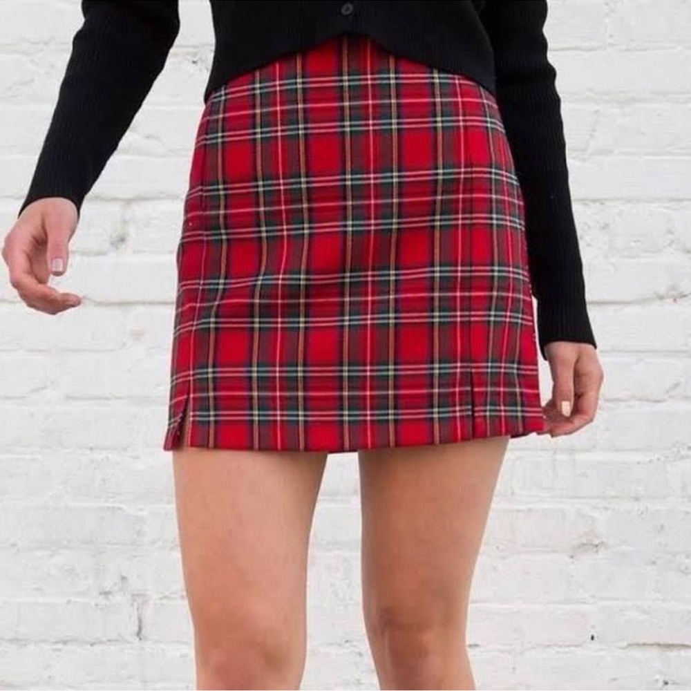 Brandy Melville Cara Plaid Skirt Red